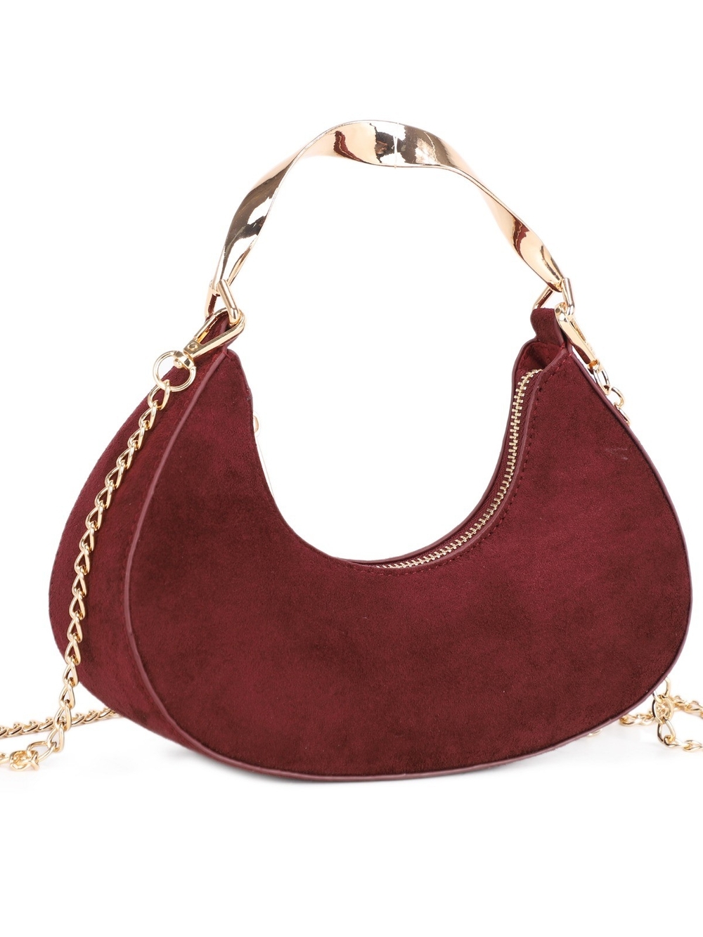 Suede Crescent Shoulder Bag